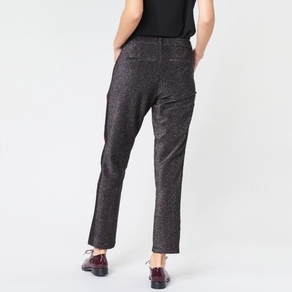 NWT Scotch & Soda black sparkly velvet stripe pants - Picture 4 of 13